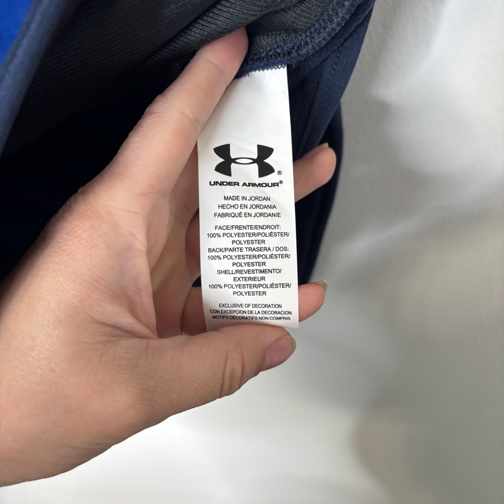 Under Armour Full Zip Hooded Jacket Youth Large Blue Colorblock NWT - Picture 8 of 10